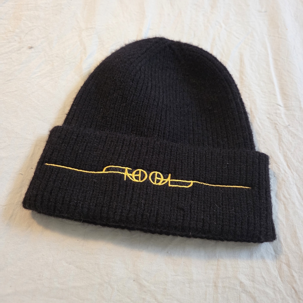 Black Beanie with Yellow Embroidery